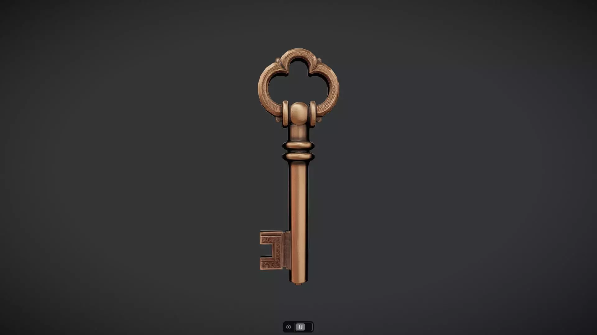 antique ornate metal key 3D model_0