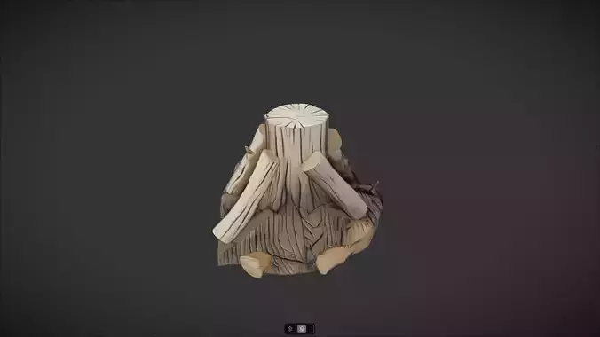 A pile of cut firewood logs and a tree stump