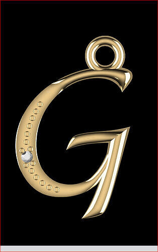  Letter G- Diamond-Studded 3D Model - P-17 3D print model 3D print model