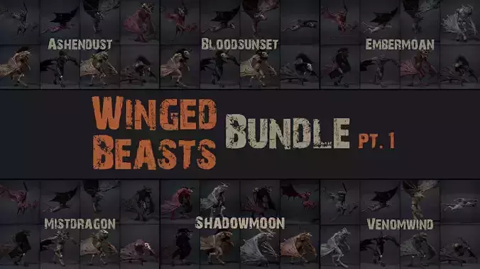 Winged Beasts Bundle Part 1 3D Model Collection