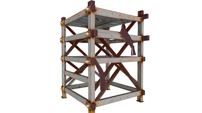  Rusted Metal Scaffolding Low-poly 3D model