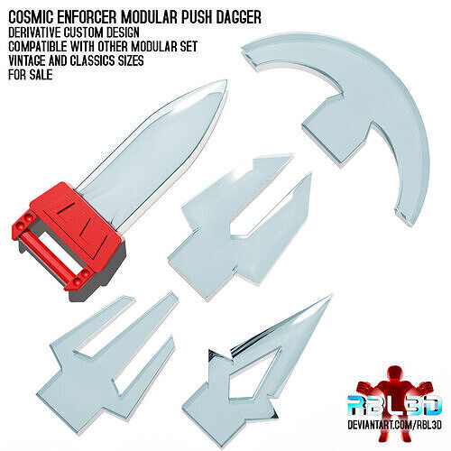  Cosmic Enforcer Modular Push Dagger custom motu weapon 3D print model