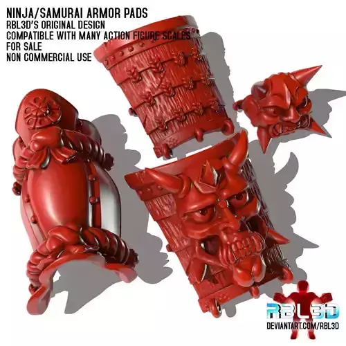  Samurai Ninja armor pads Motu compatible 3D print model