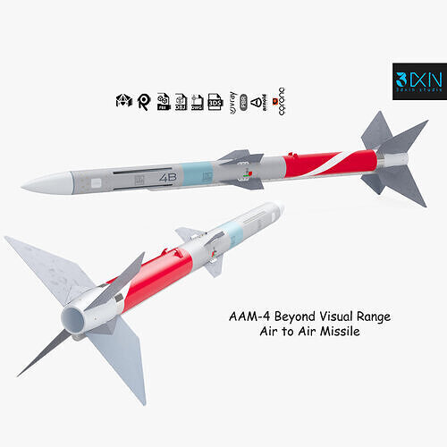 AAM-4 Beyond Visual Range Air to Air Missile 3D model