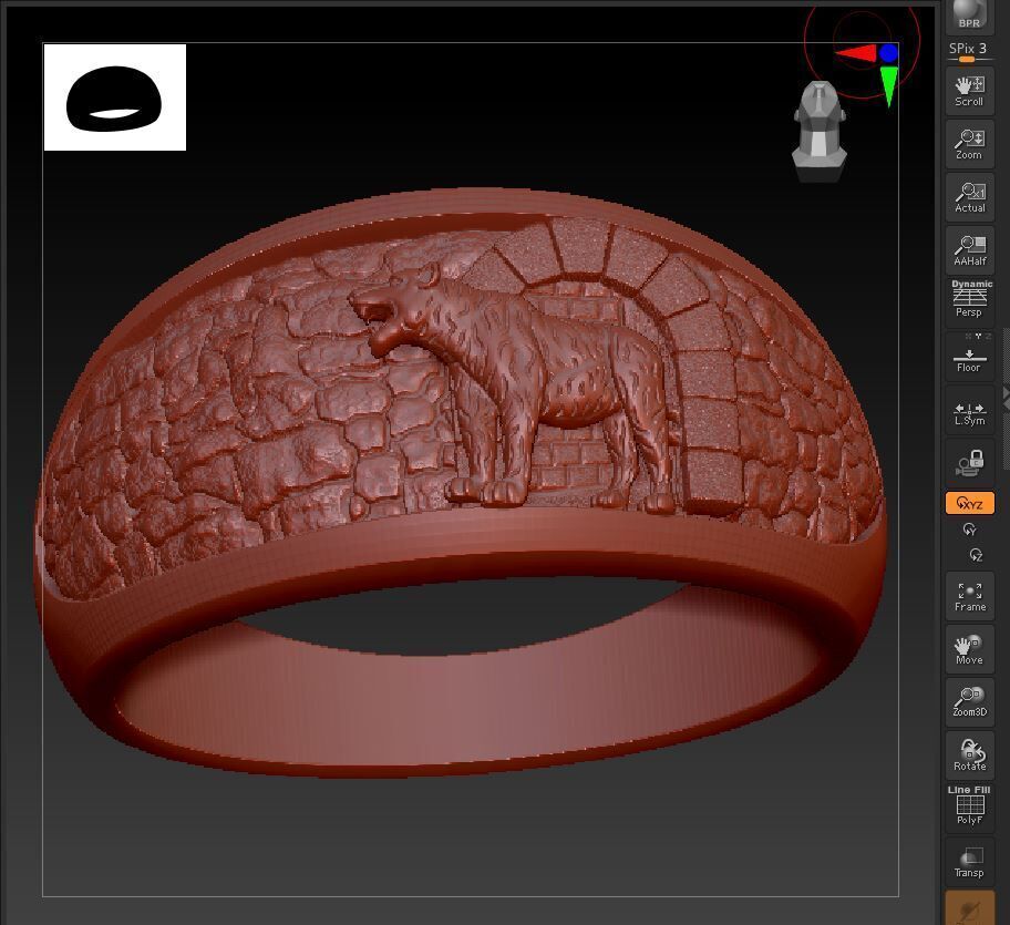 tiger white cave Ring a complete  3D print model_8