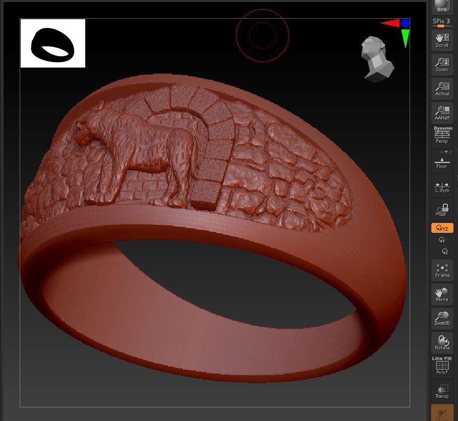 tiger white cave Ring a complete  3D print model_9