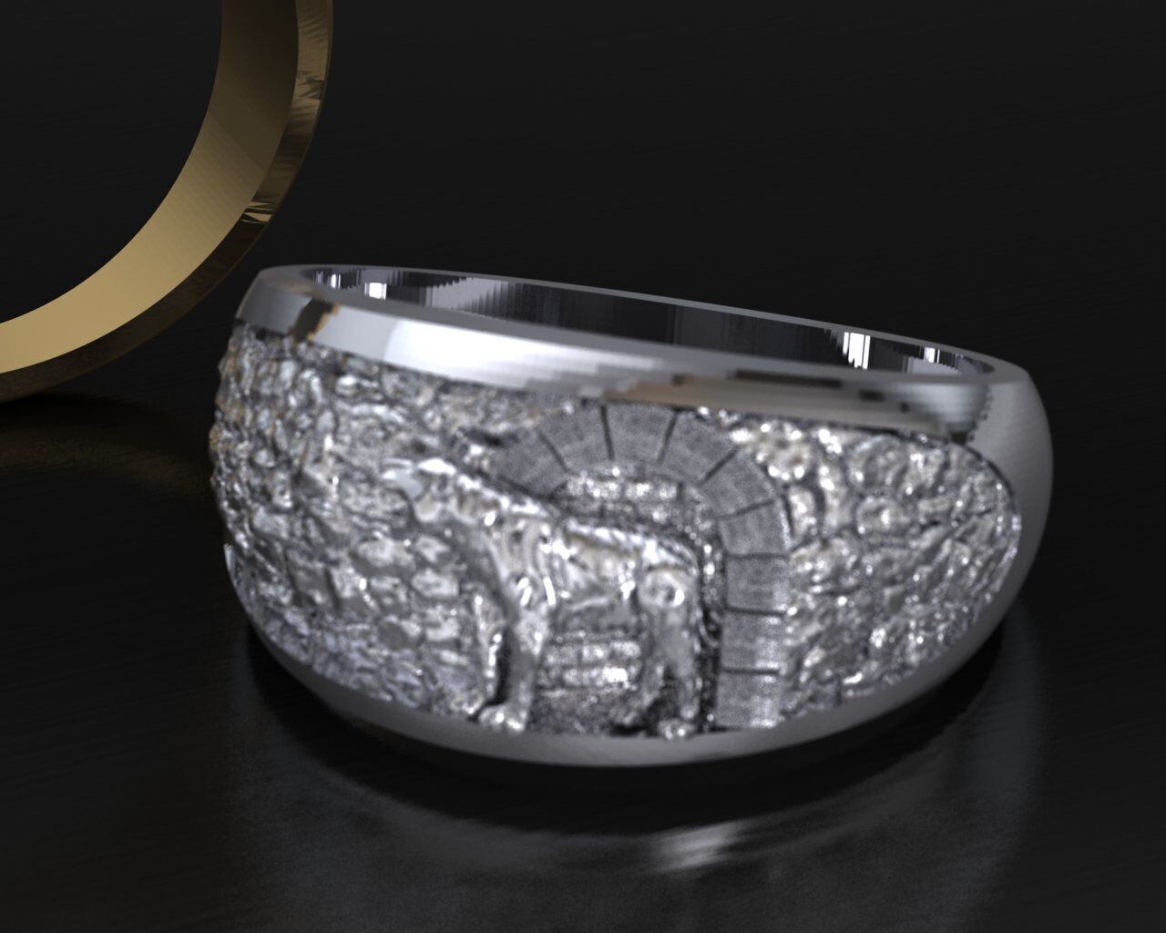 tiger white cave Ring a complete  3D print model_6