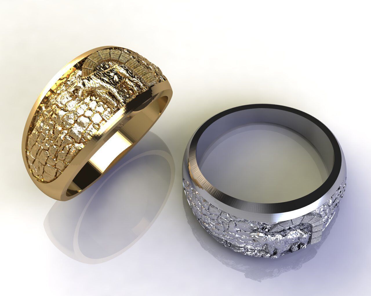 tiger white cave Ring a complete  3D print model_3