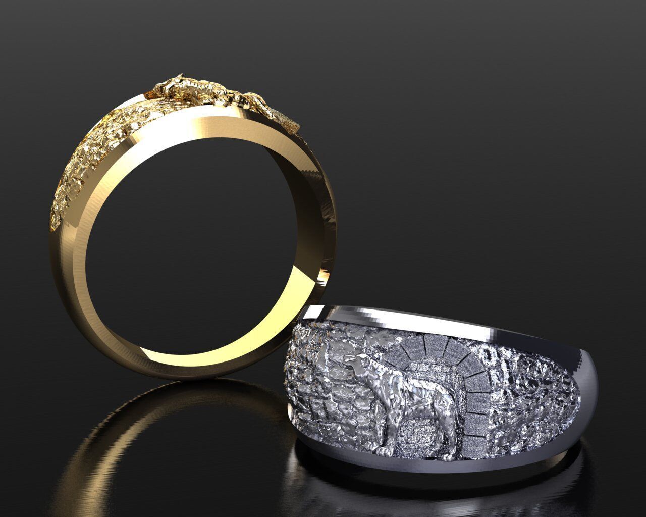 tiger white cave Ring a complete  3D print model_7