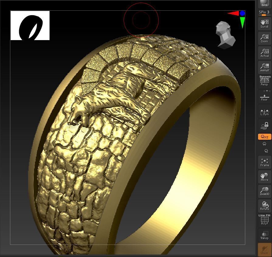 tiger white cave Ring a complete  3D print model_16