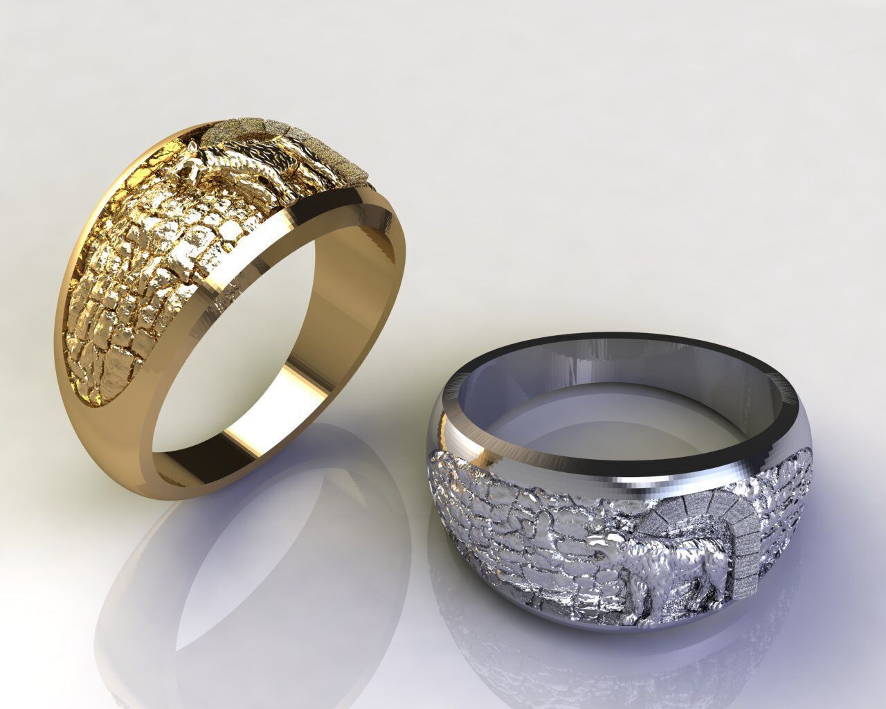 tiger white cave Ring a complete  3D print model_4