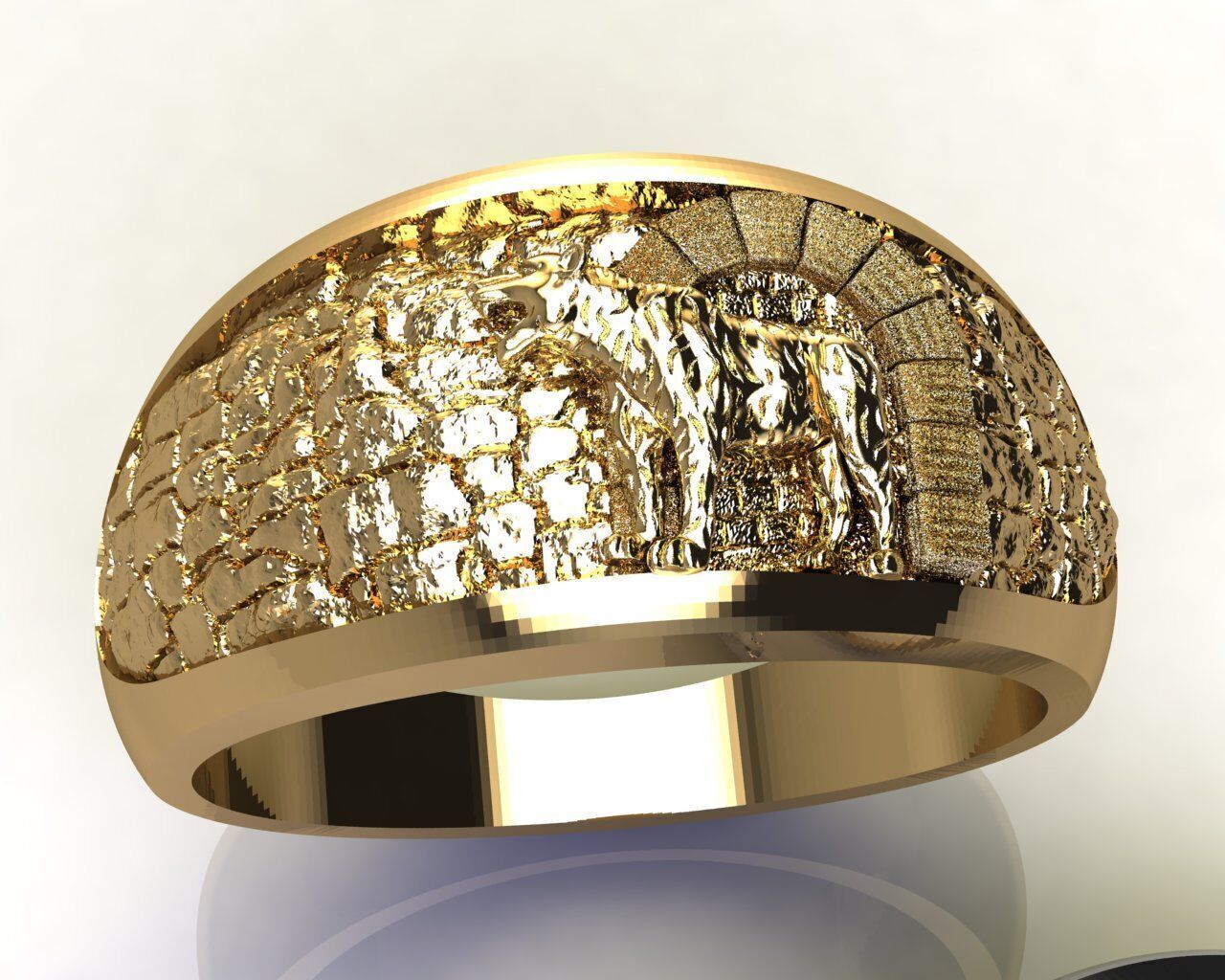 tiger white cave Ring a complete  3D print model_5