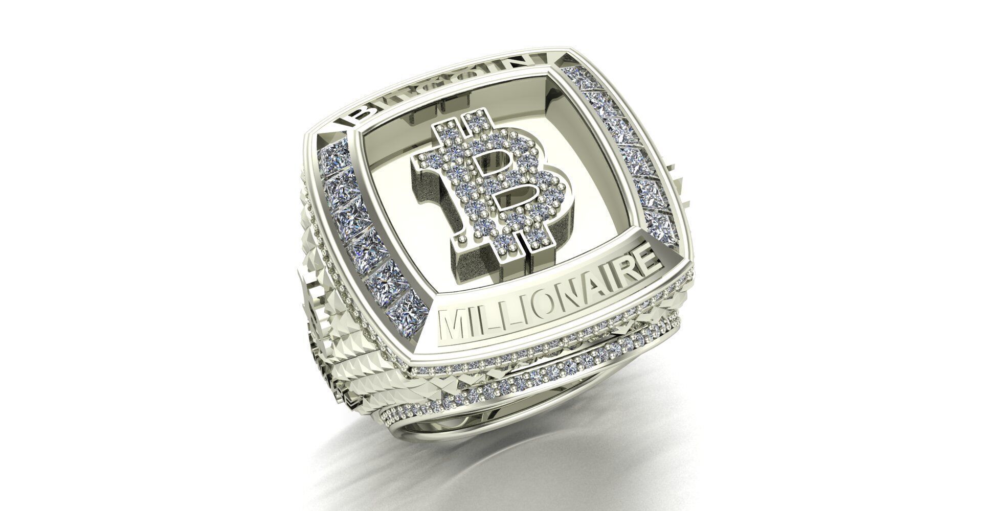 bitcoin logo ring 3D print model_3