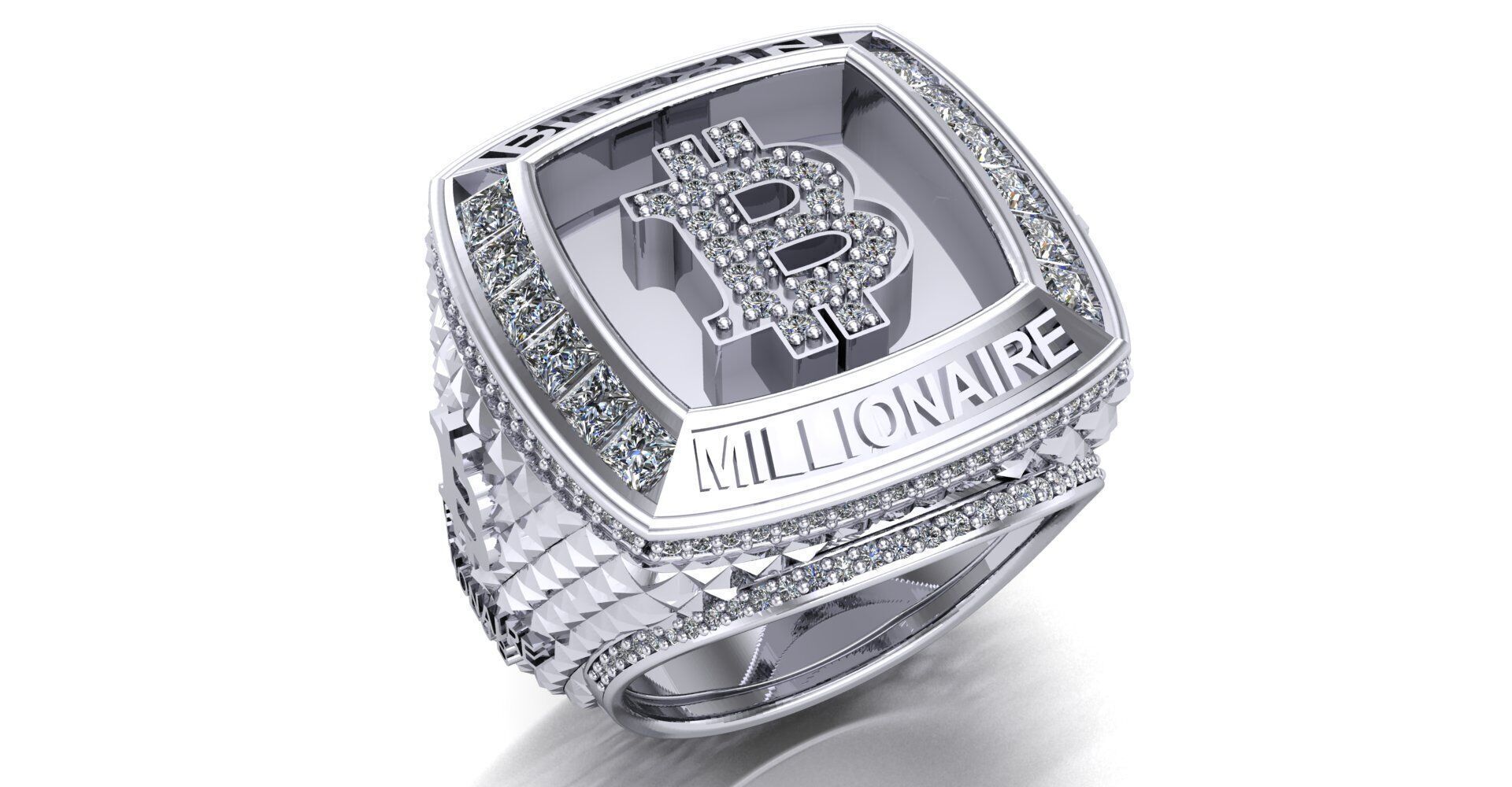 bitcoin logo ring 3D print model_2