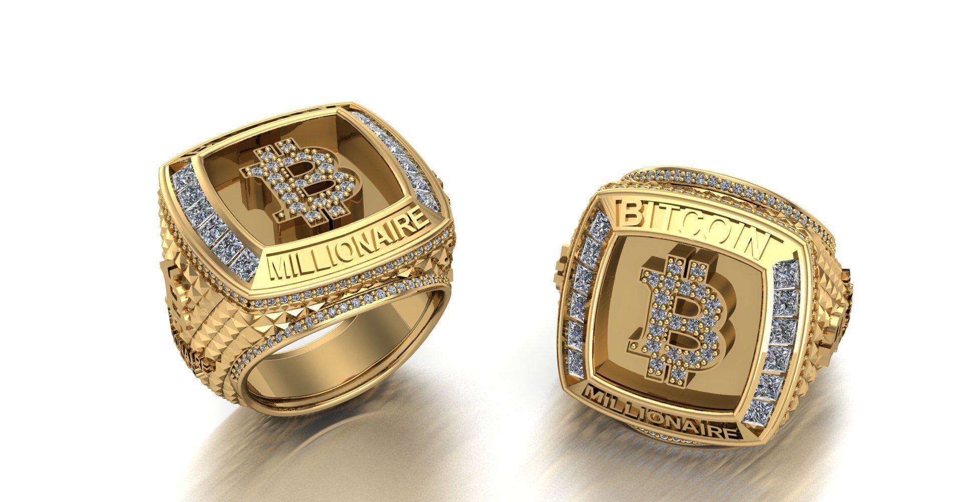 bitcoin logo ring 3D print model_1