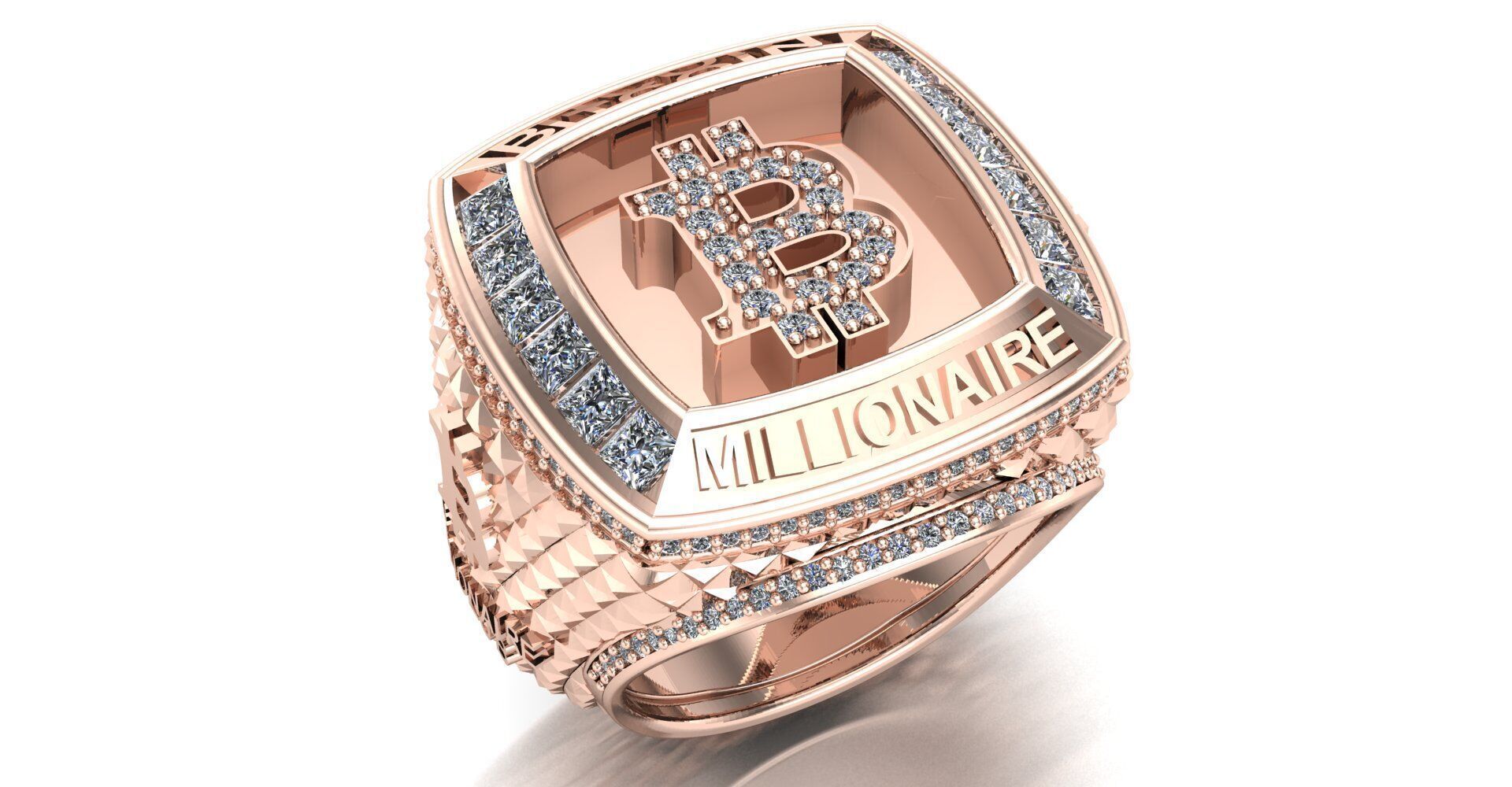 bitcoin logo ring 3D print model_4