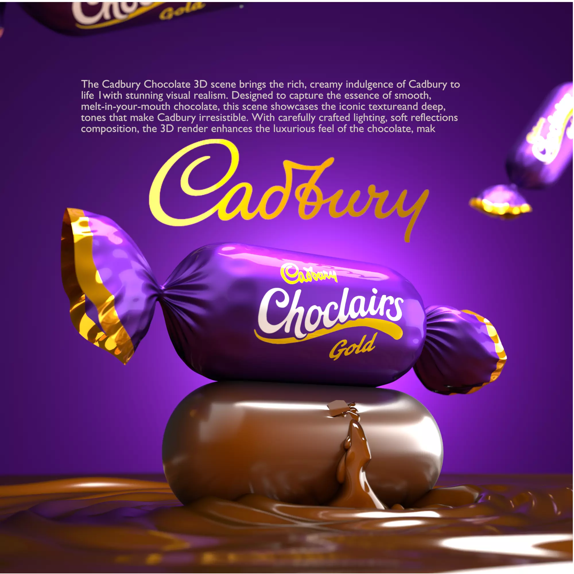Cadbury choclairs product visualization Low-poly 3D model