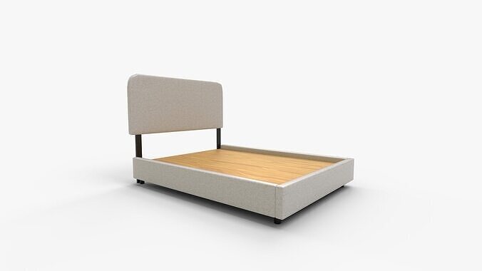 Genevieve Linen Pumice Upholstered Queen Bed 3D model