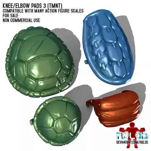  Knee Elbow Pads pack 3 TMNT 3D print model