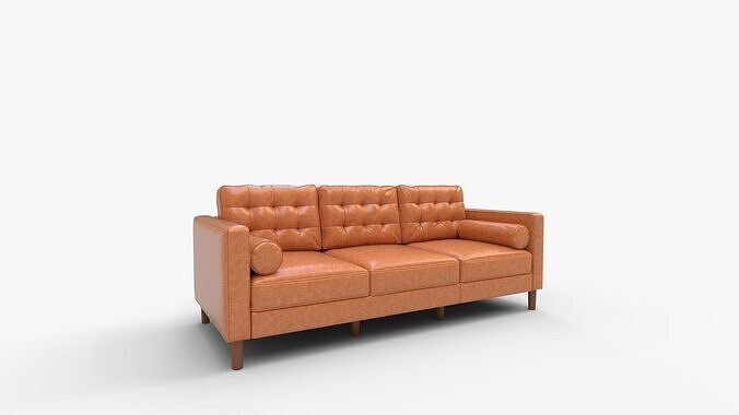 ACMEASE Faux Leather Three Seater Sofa   3D model