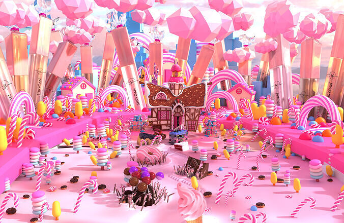 candy land liquid lipstick animation Low-poly 3D model