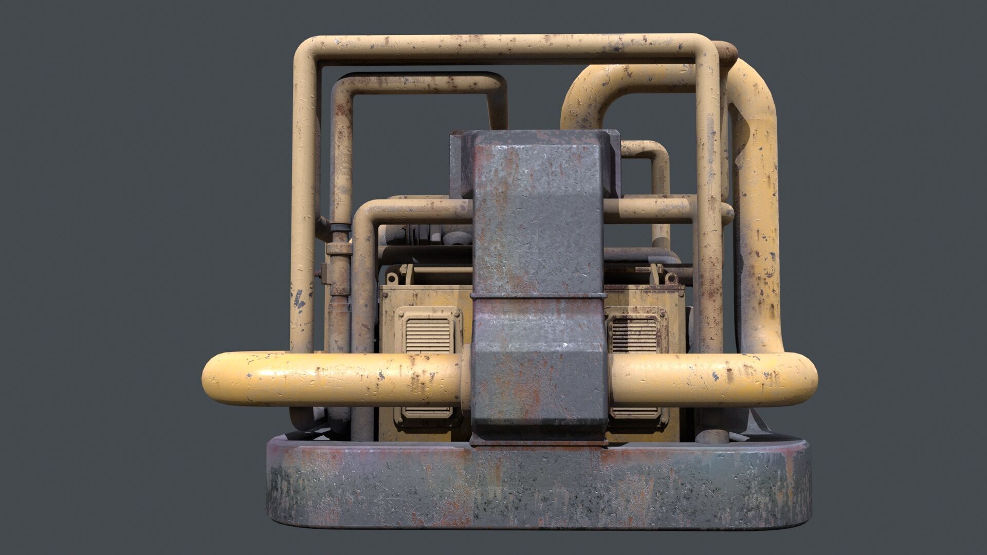 Rusty Industrial Pump System Low-poly 3D model_9