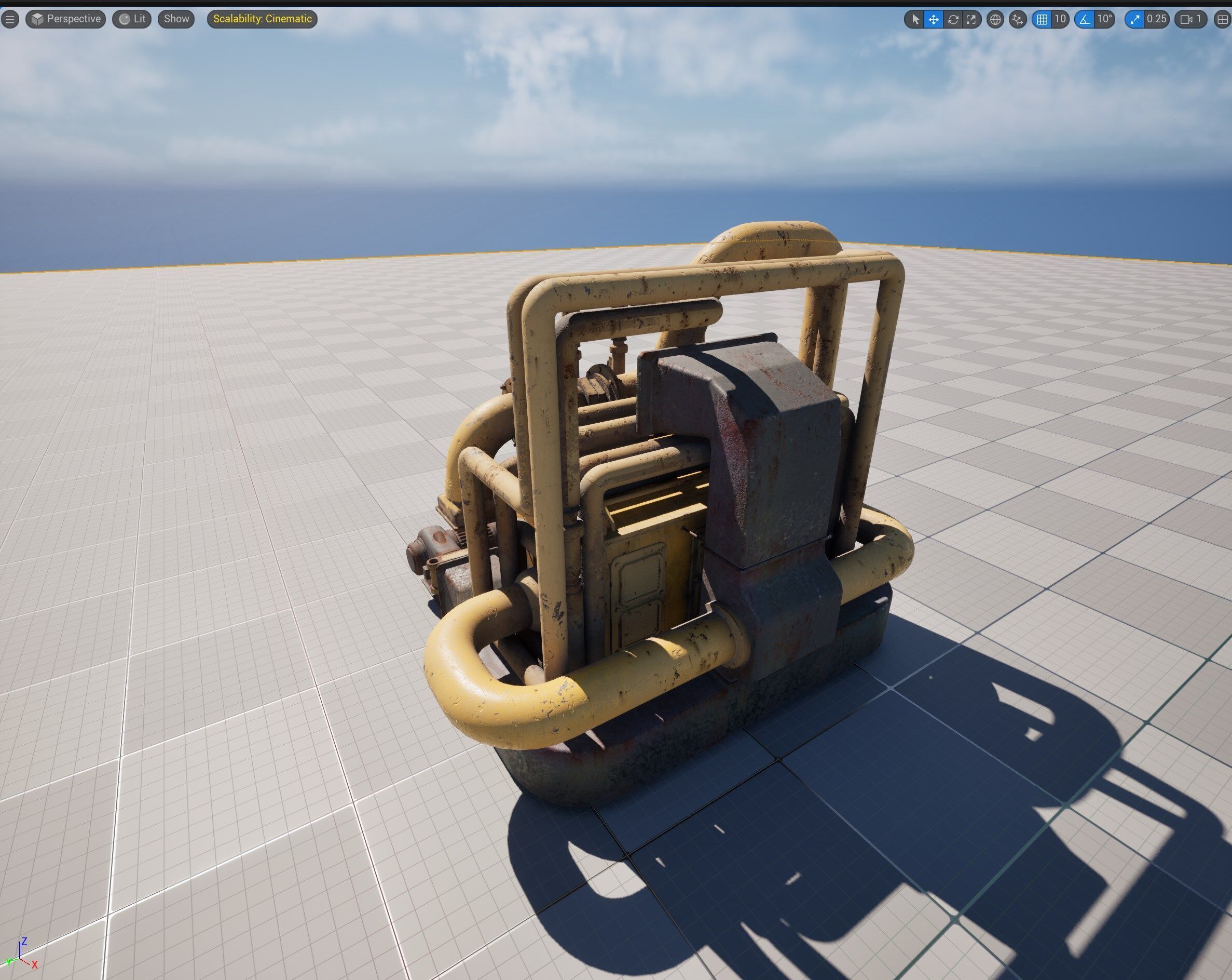 Rusty Industrial Pump System Low-poly 3D model_5