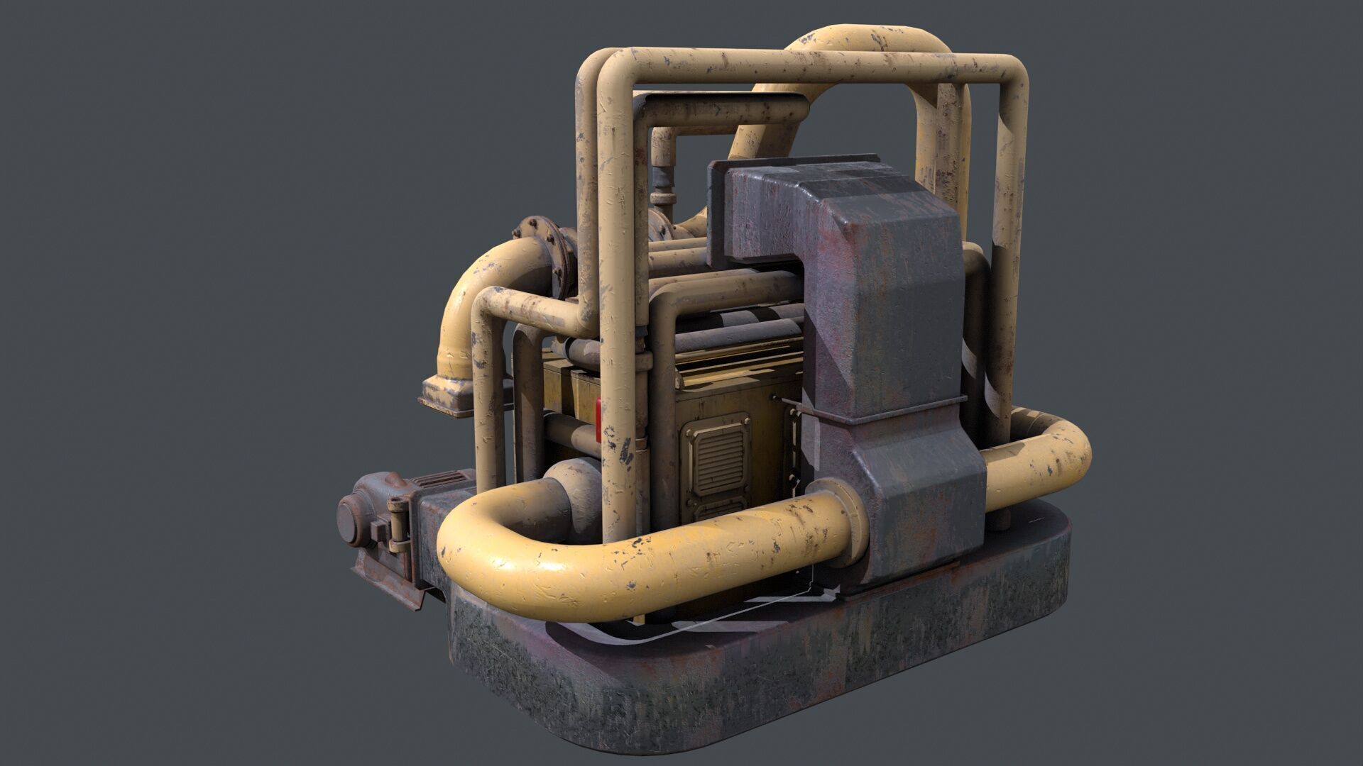 Rusty Industrial Pump System Low-poly 3D model_7