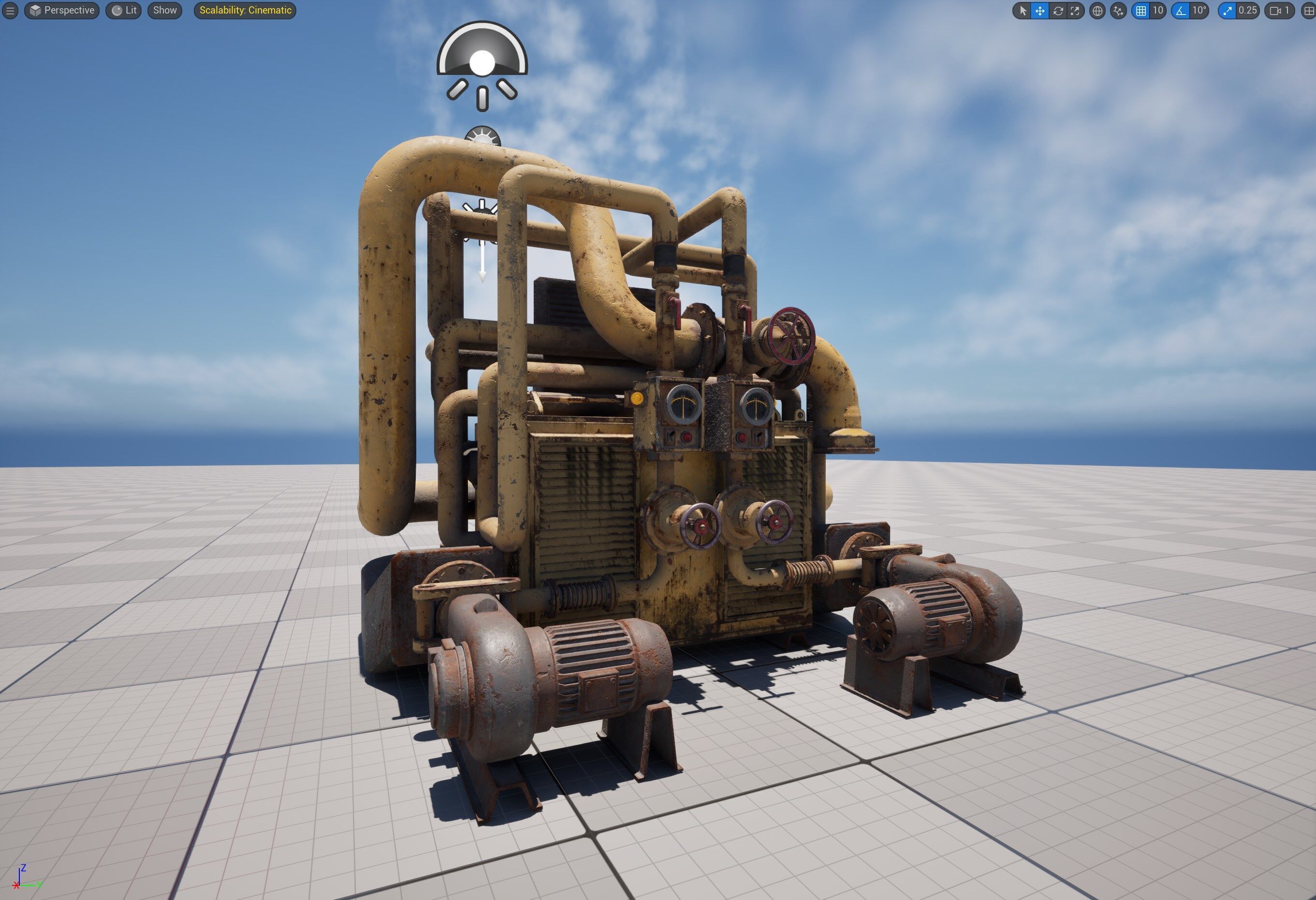 Rusty Industrial Pump System Low-poly 3D model_4