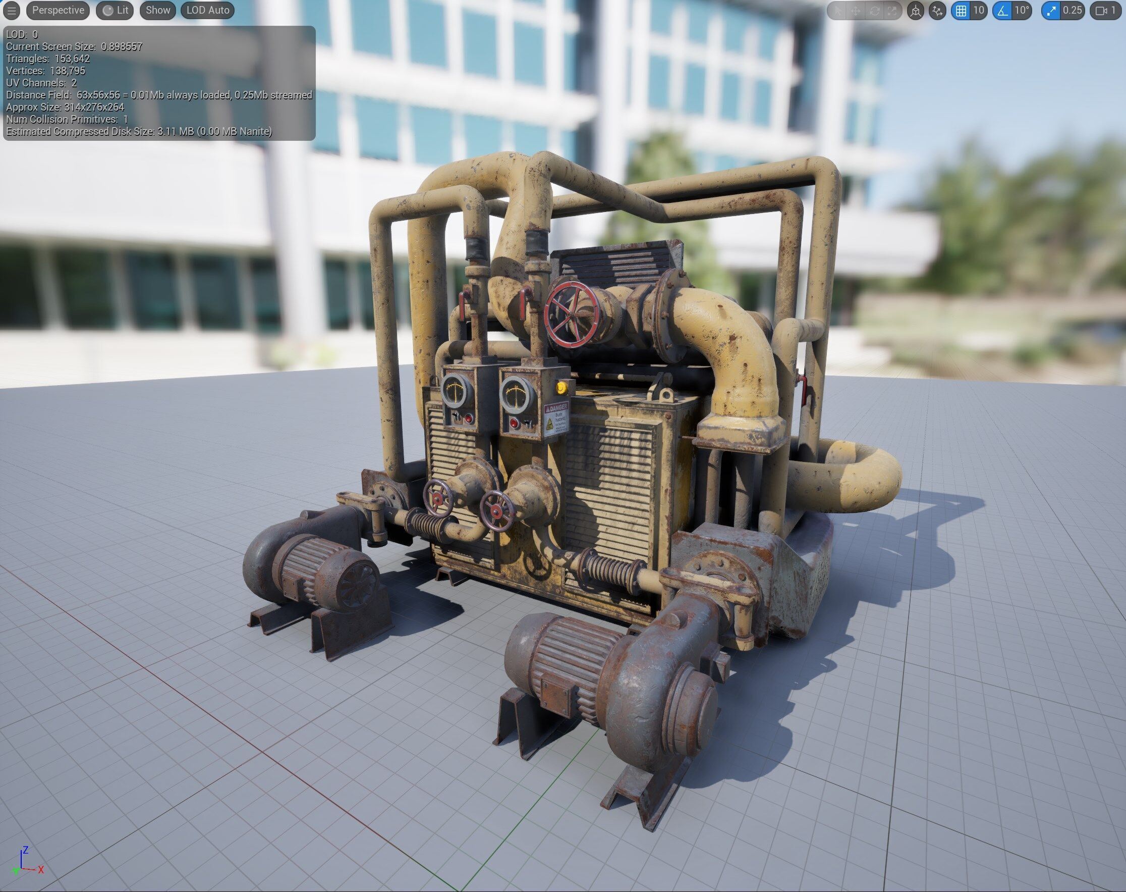 Rusty Industrial Pump System Low-poly 3D model_6