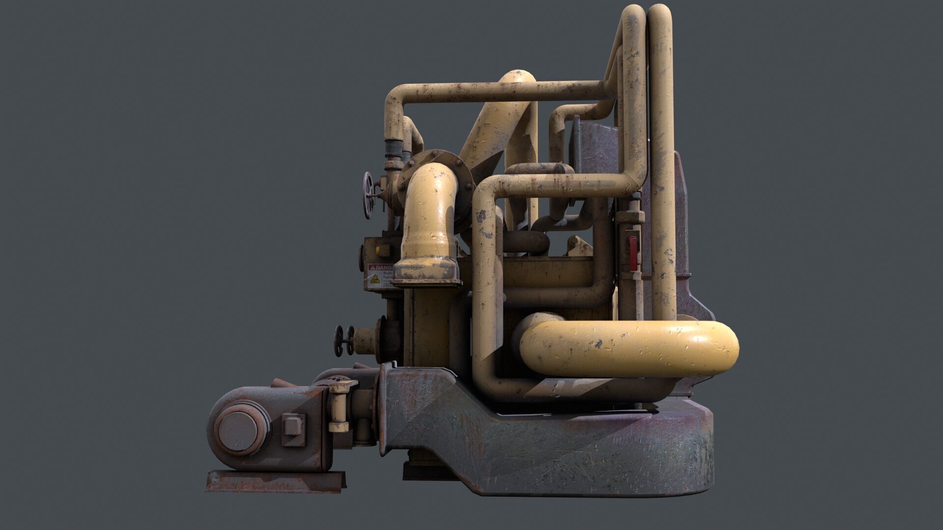 Rusty Industrial Pump System Low-poly 3D model_8