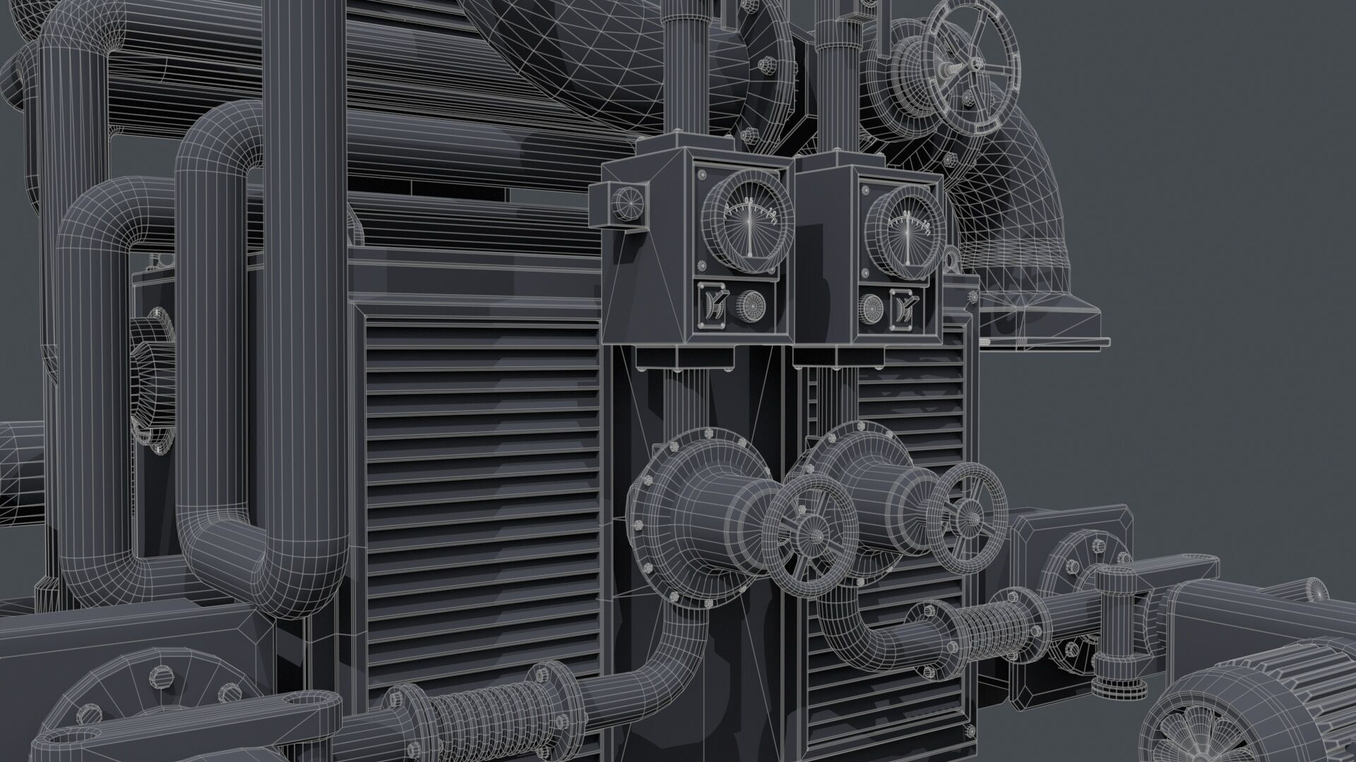 Rusty Industrial Pump System Low-poly 3D model_13