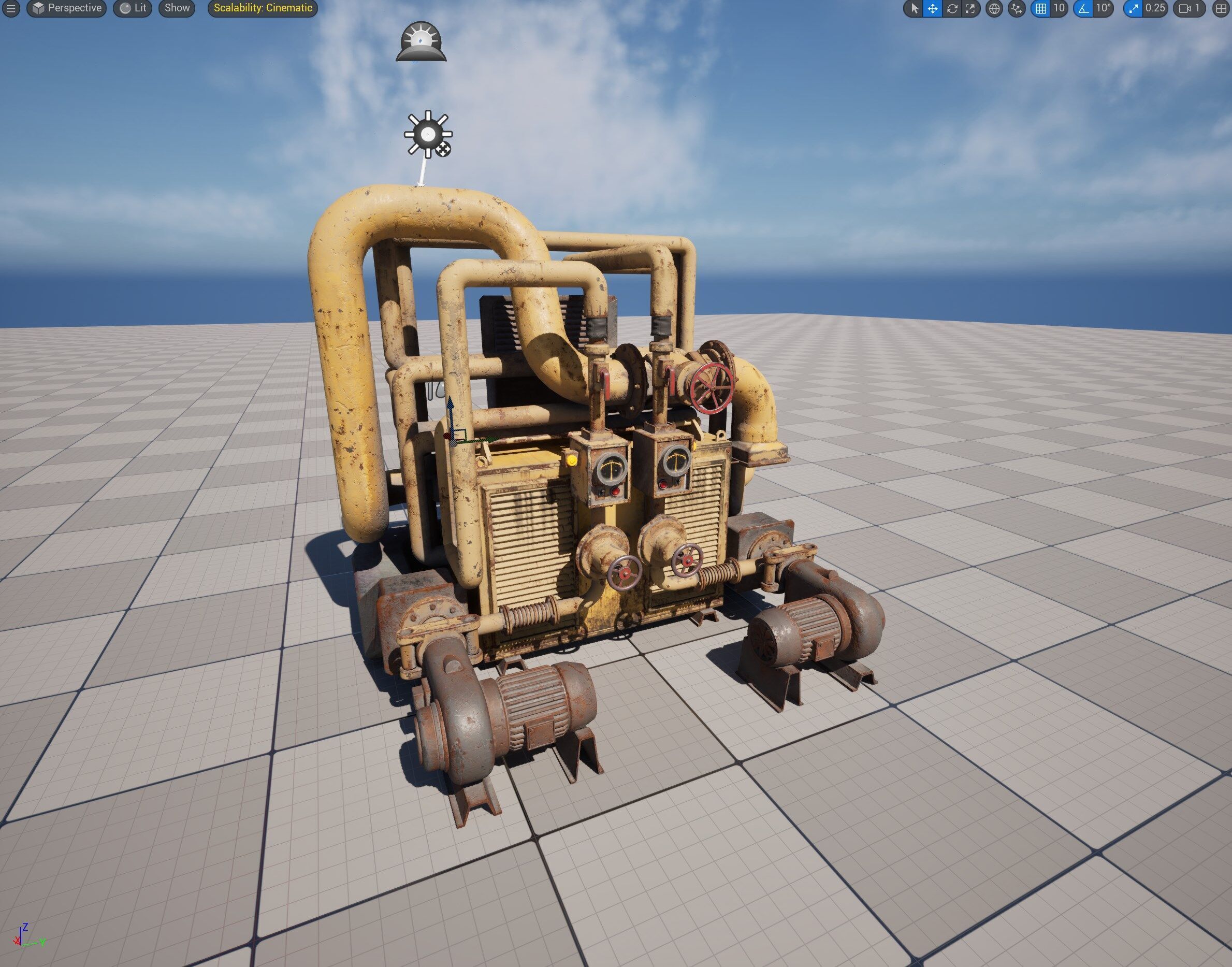 Rusty Industrial Pump System Low-poly 3D model_3