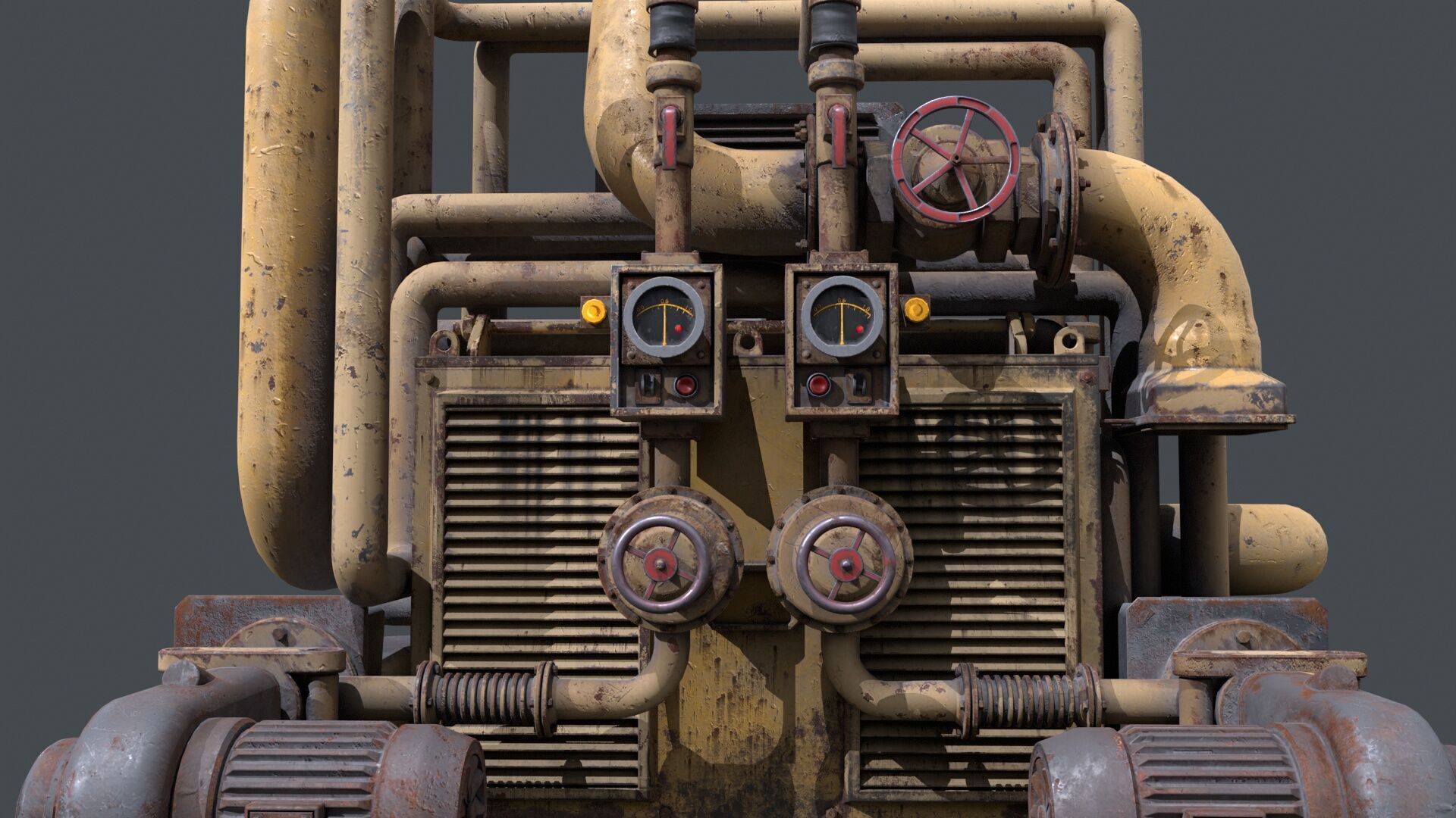 Rusty Industrial Pump System Low-poly 3D model_11