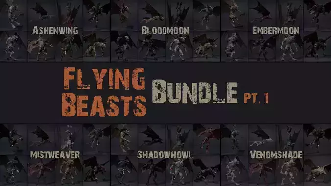 Flying Beasts Bundle Part 1 3D Model Collection