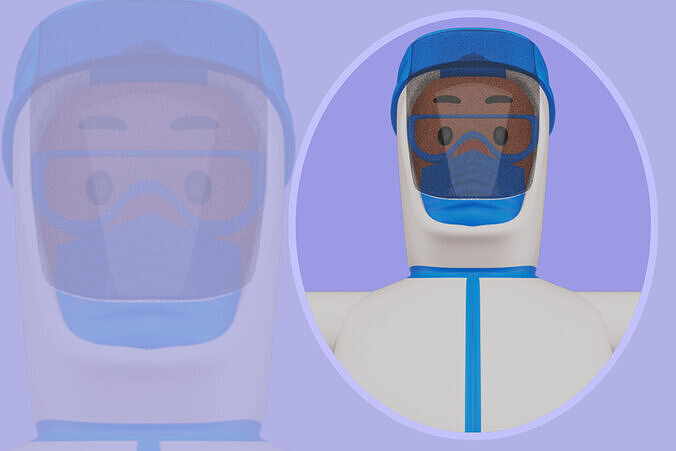 Stylized 3D Nurse Character in PPE - Cartoon Medical Worker 3D model