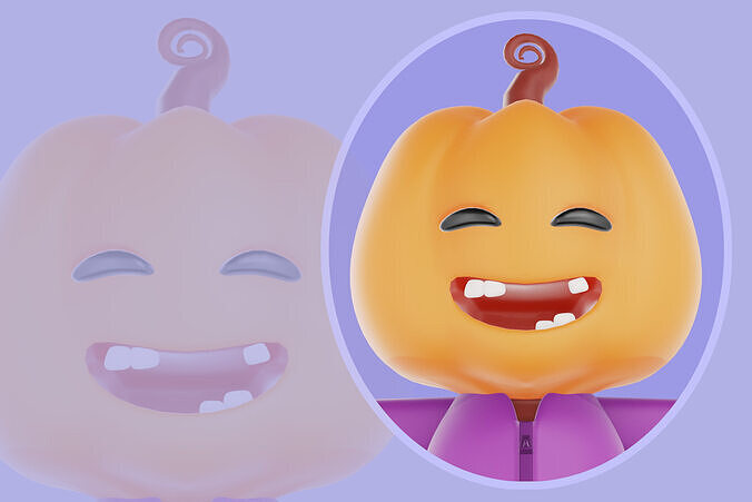 Stylized 3D Jack-o-Lantern Character - Pumpkin Head Halloween 3D model