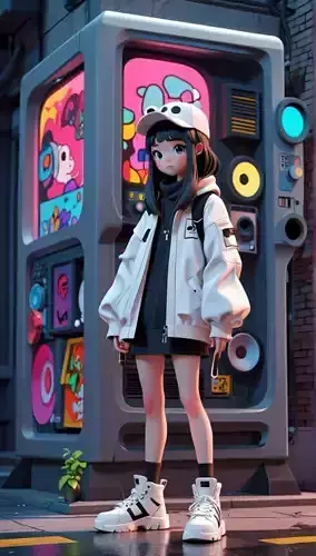 Girl in streetwear with cap and jacket