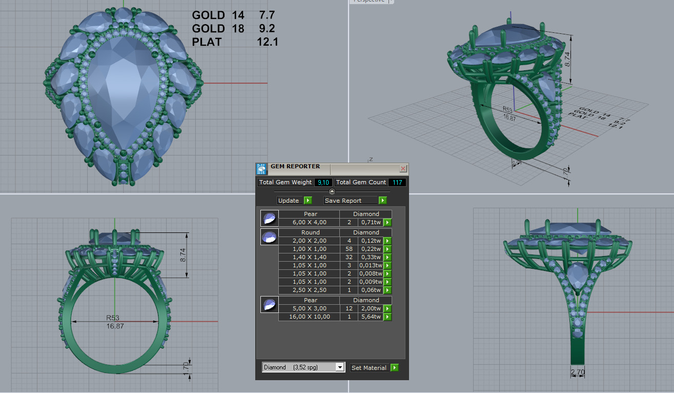 Luxury Pear ring 3D print model_1