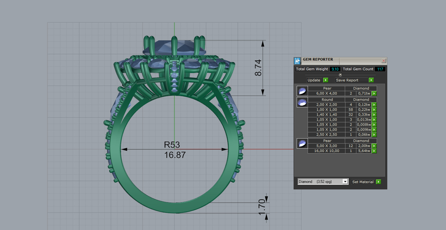 Luxury Pear ring 3D print model_12