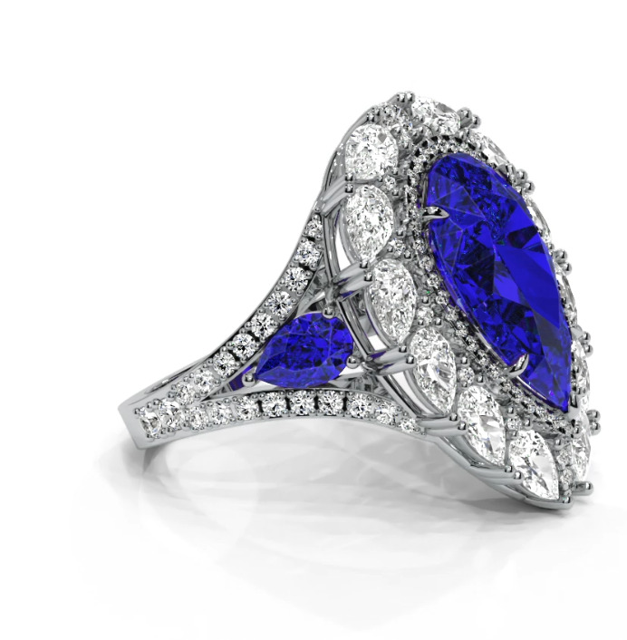 Luxury Pear ring 3D print model_11