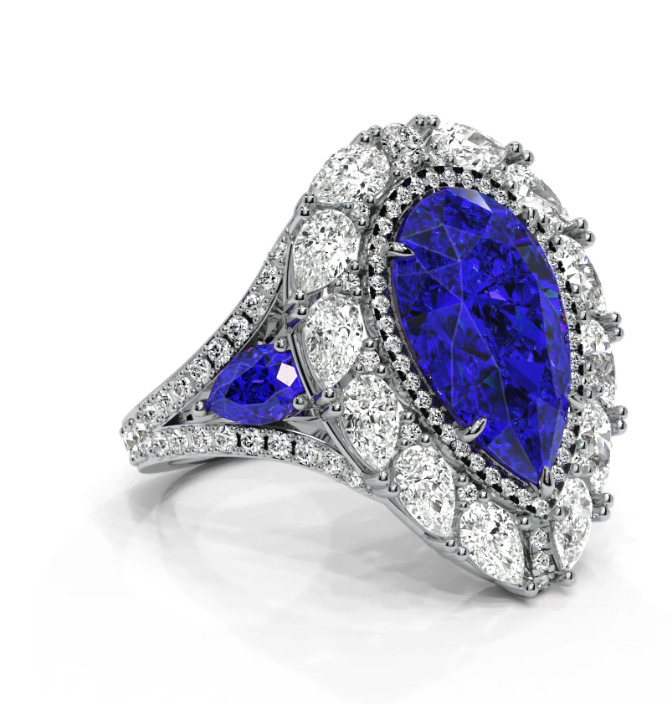 Luxury Pear ring 3D print model_13