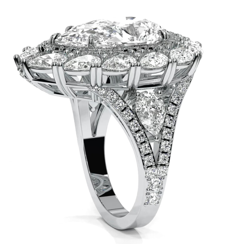 Luxury Pear ring 3D print model_7