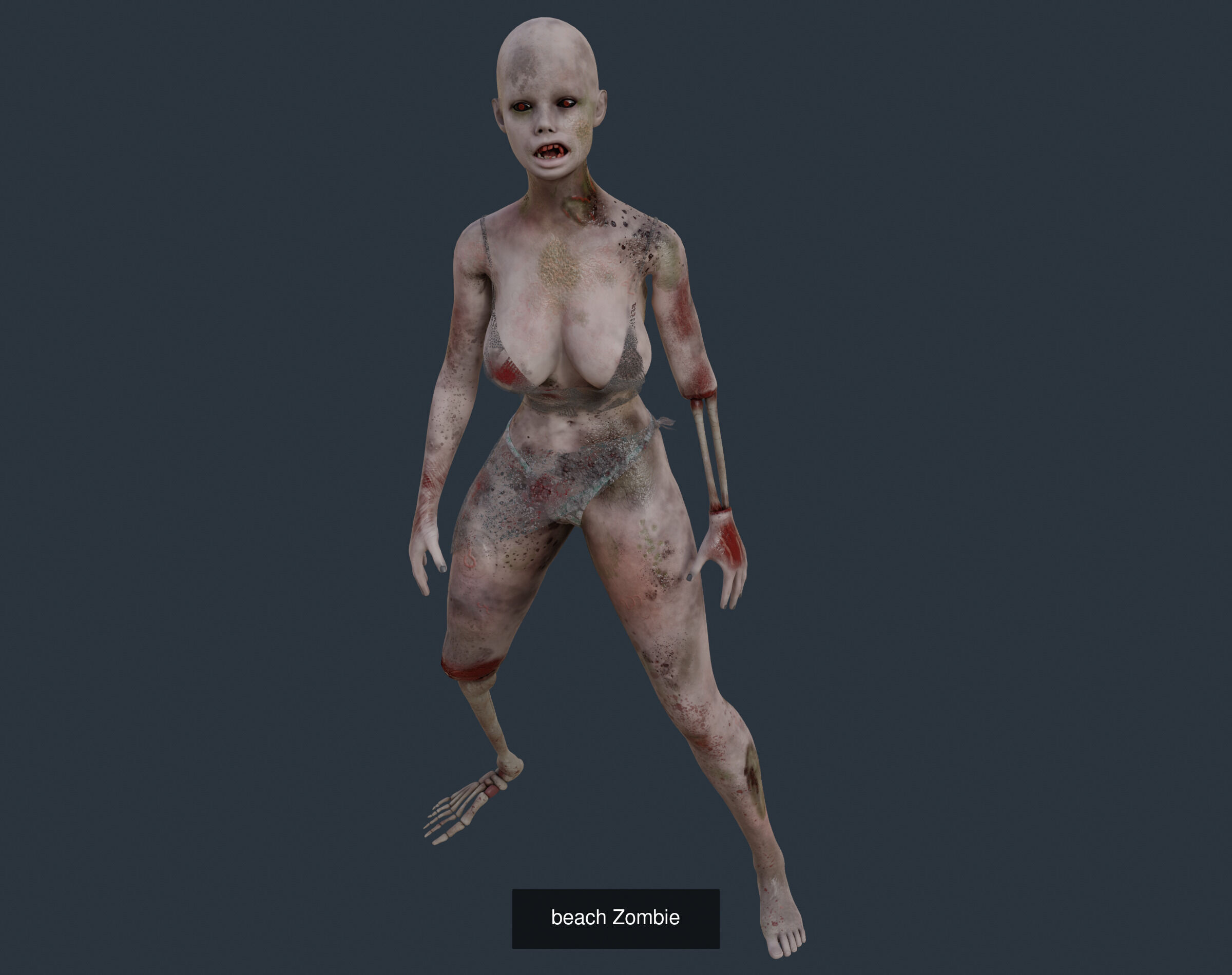 Female Zombie  3D Model Collection_8