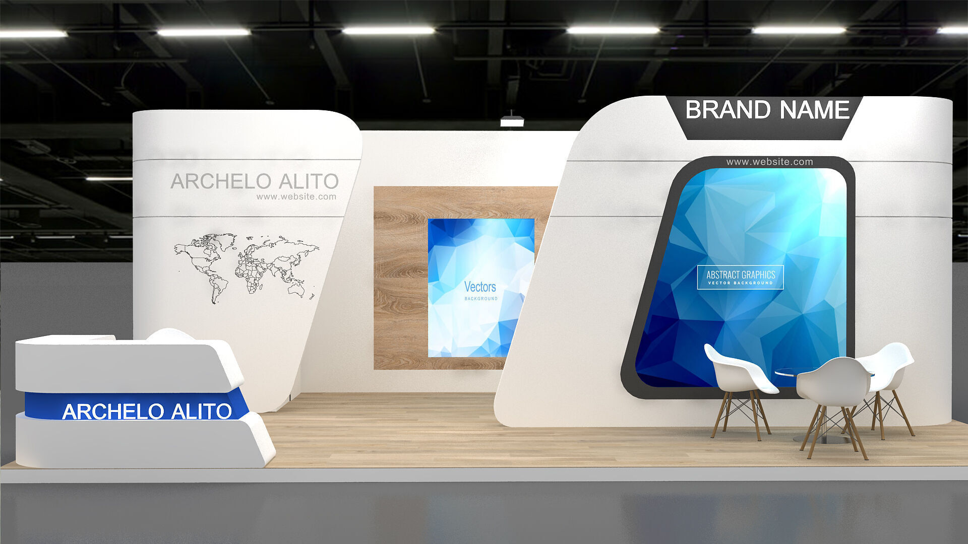 3d booth Stand 3D model_1