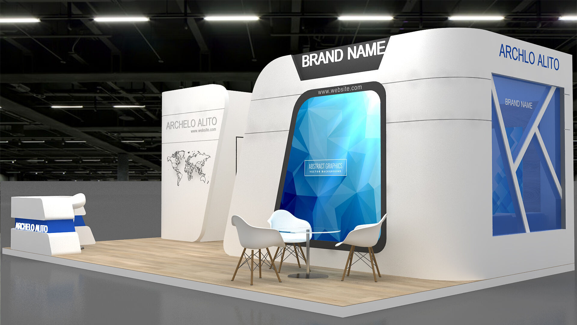 3d booth Stand 3D model_3