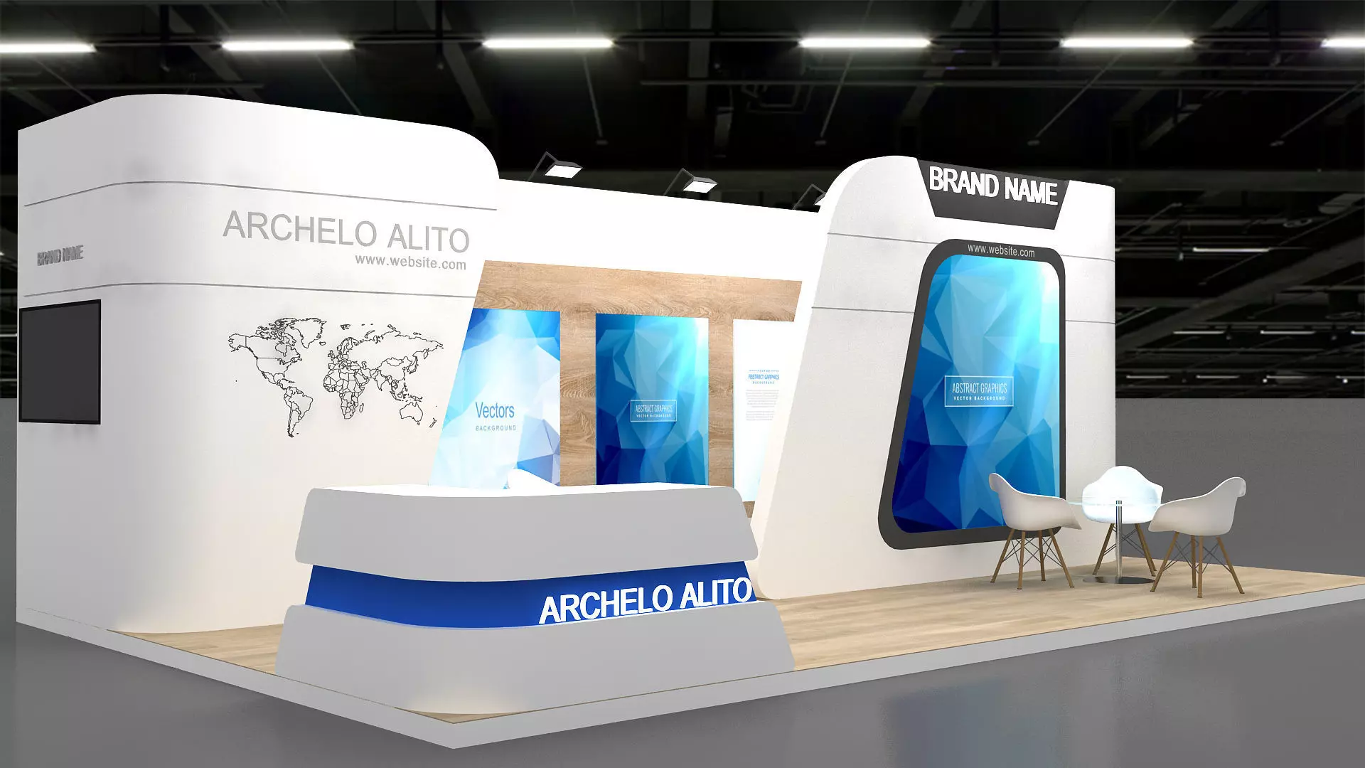 3d booth Stand 3D model_0