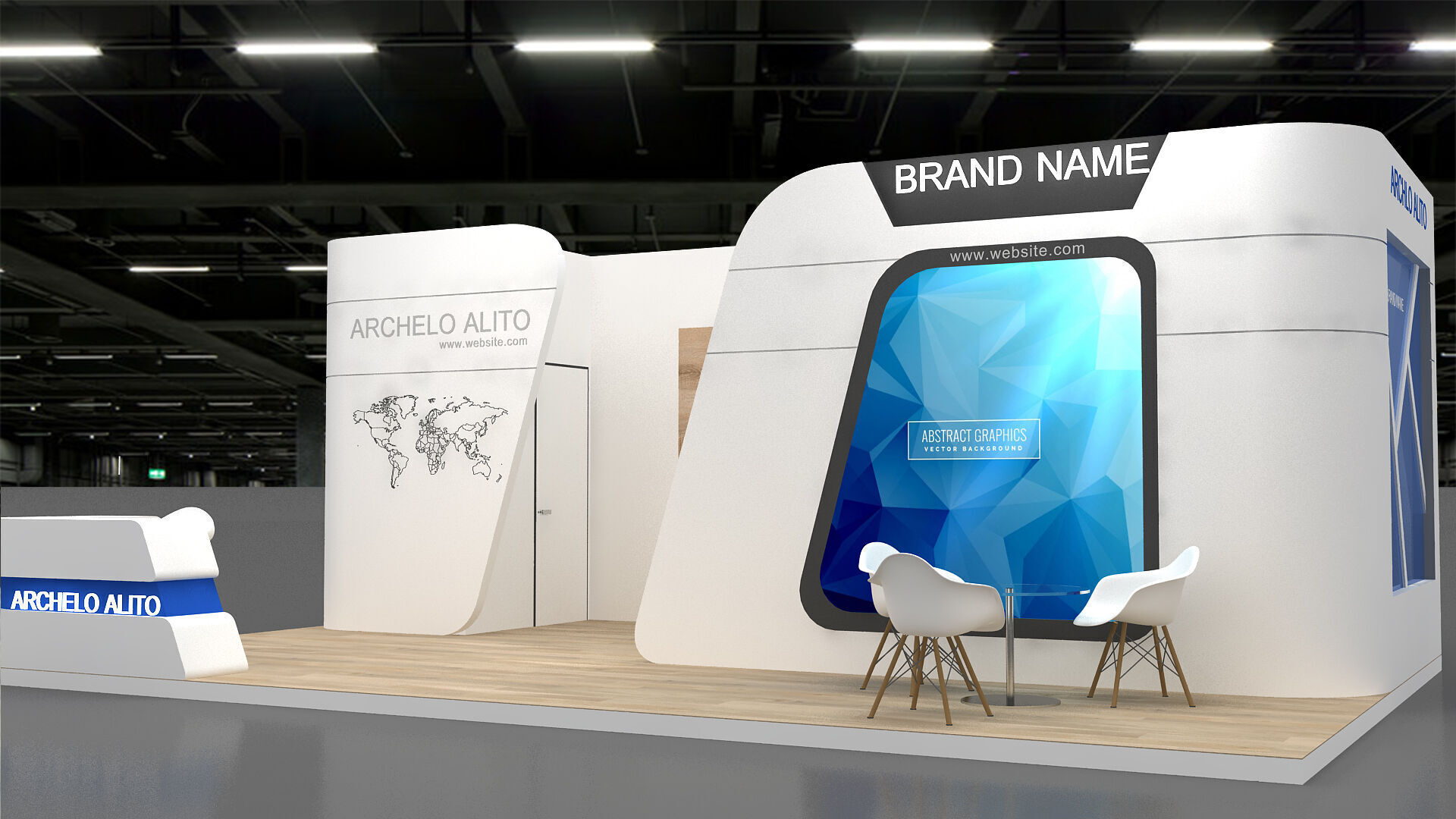 3d booth Stand 3D model_2
