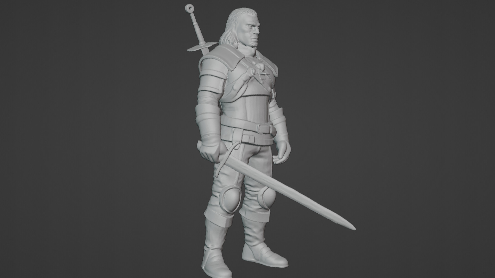 Monster Slayer Warrior- Printable Sculpture 3D print model_14