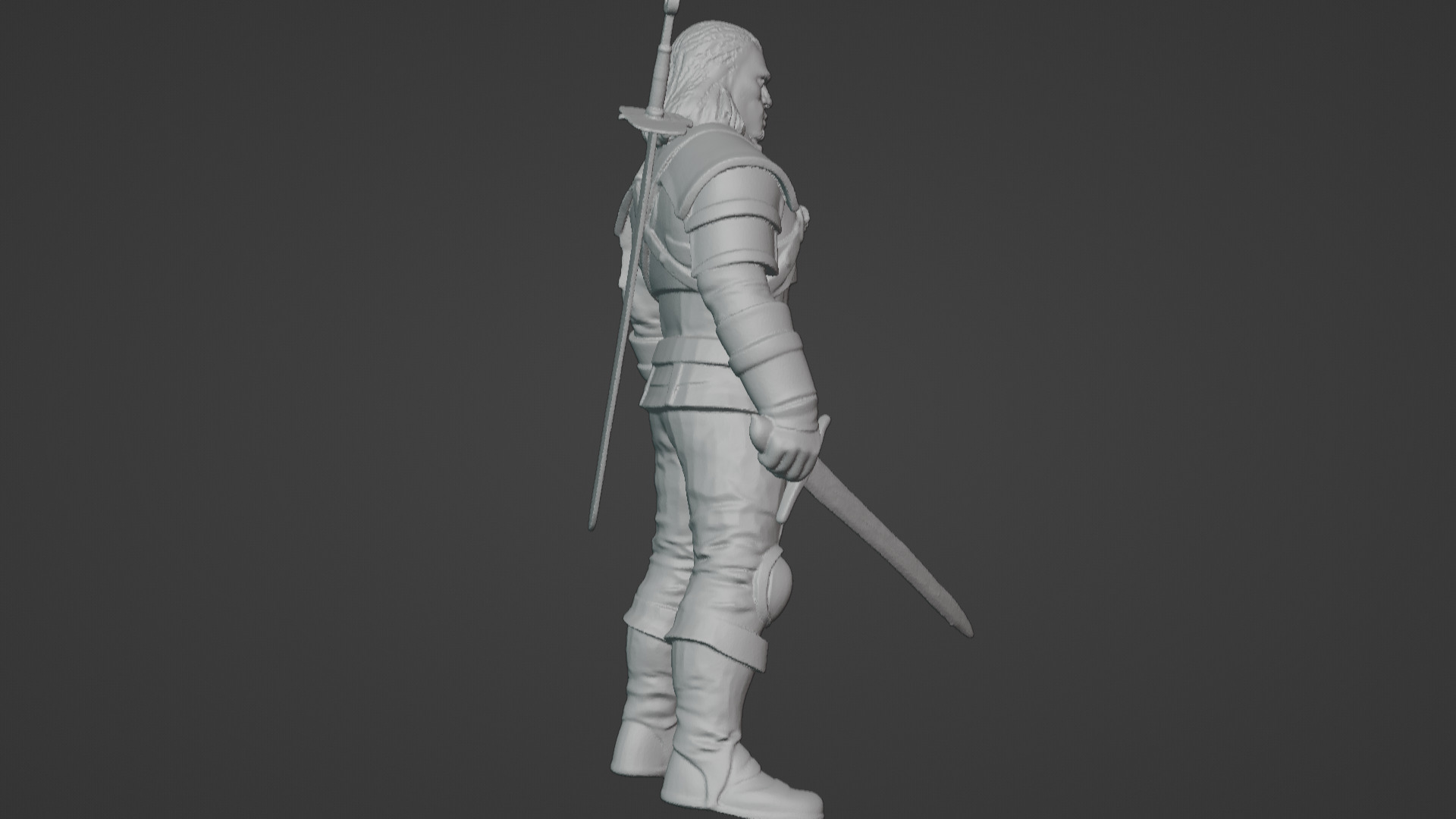 Monster Slayer Warrior- Printable Sculpture 3D print model_34